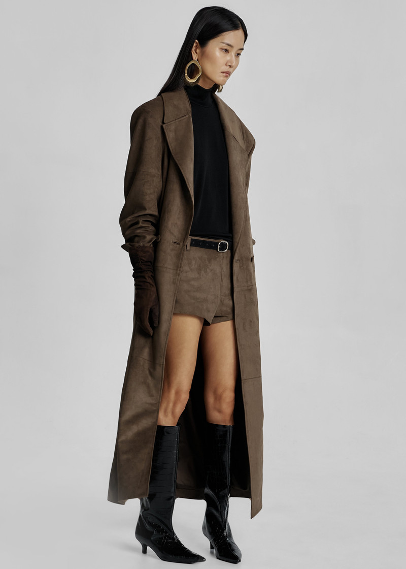Valmere Faux Suede Coat - Brown 3