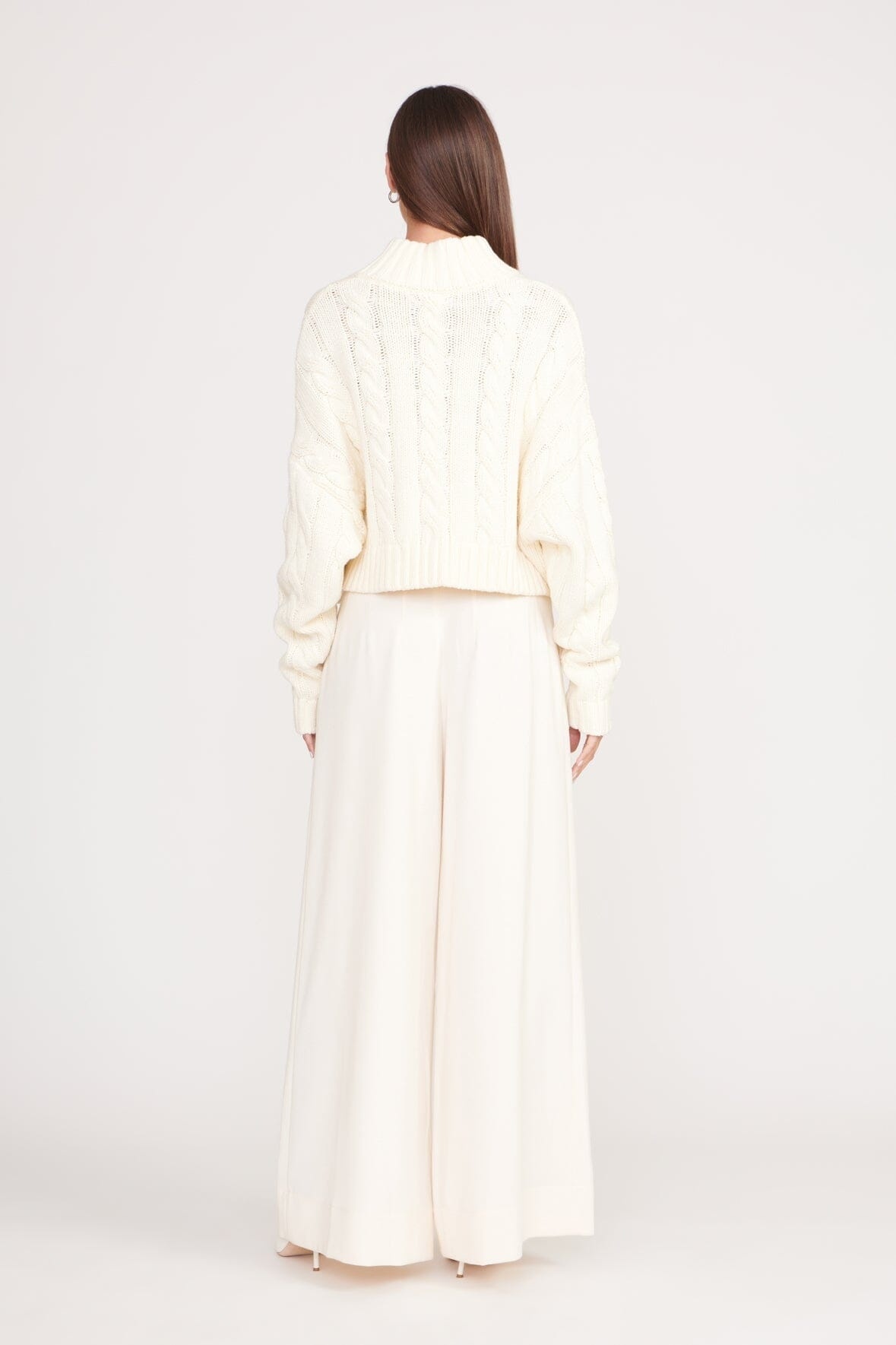 STAUD CROPPED HAMPTON SWEATER IVORY - 4