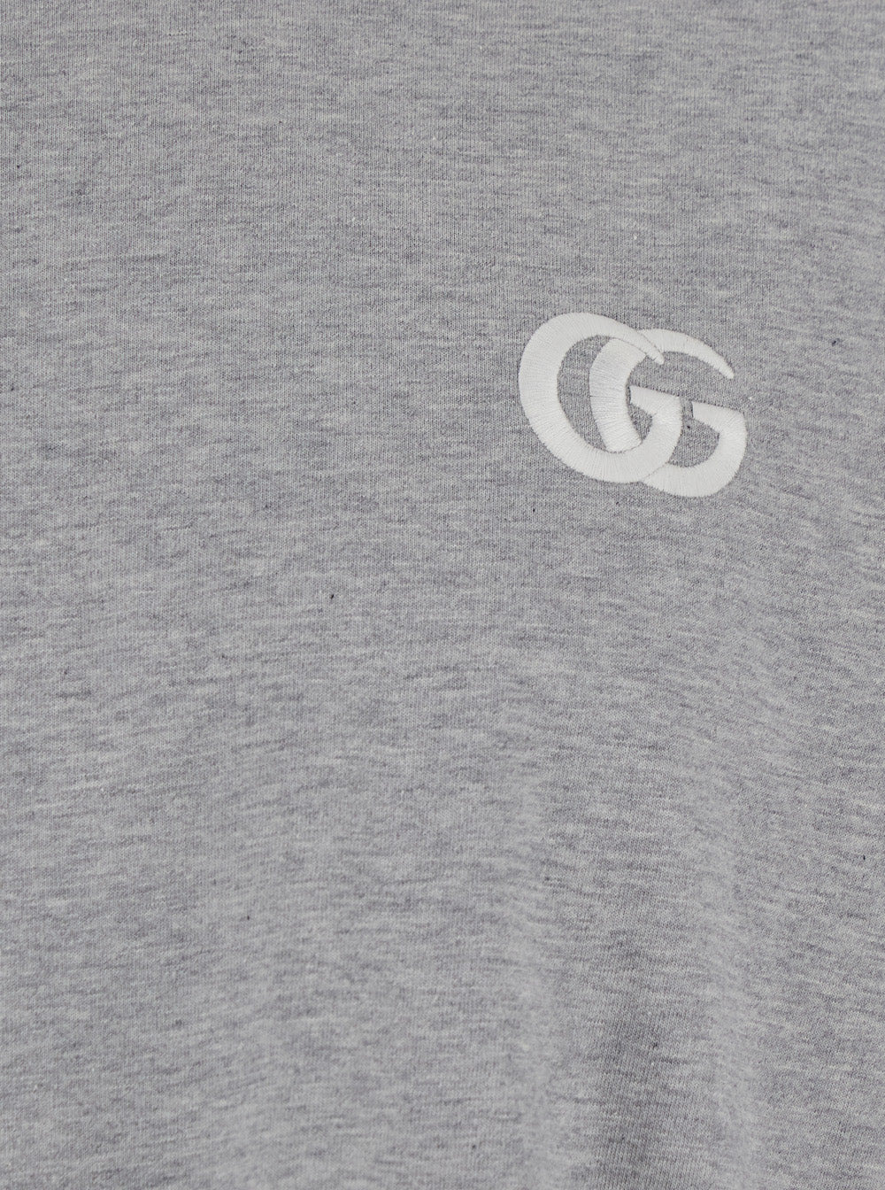 Gucci Men Grey Crewneck T-Shirt With Double G Embroidery On The Front In Fabric Man - 3