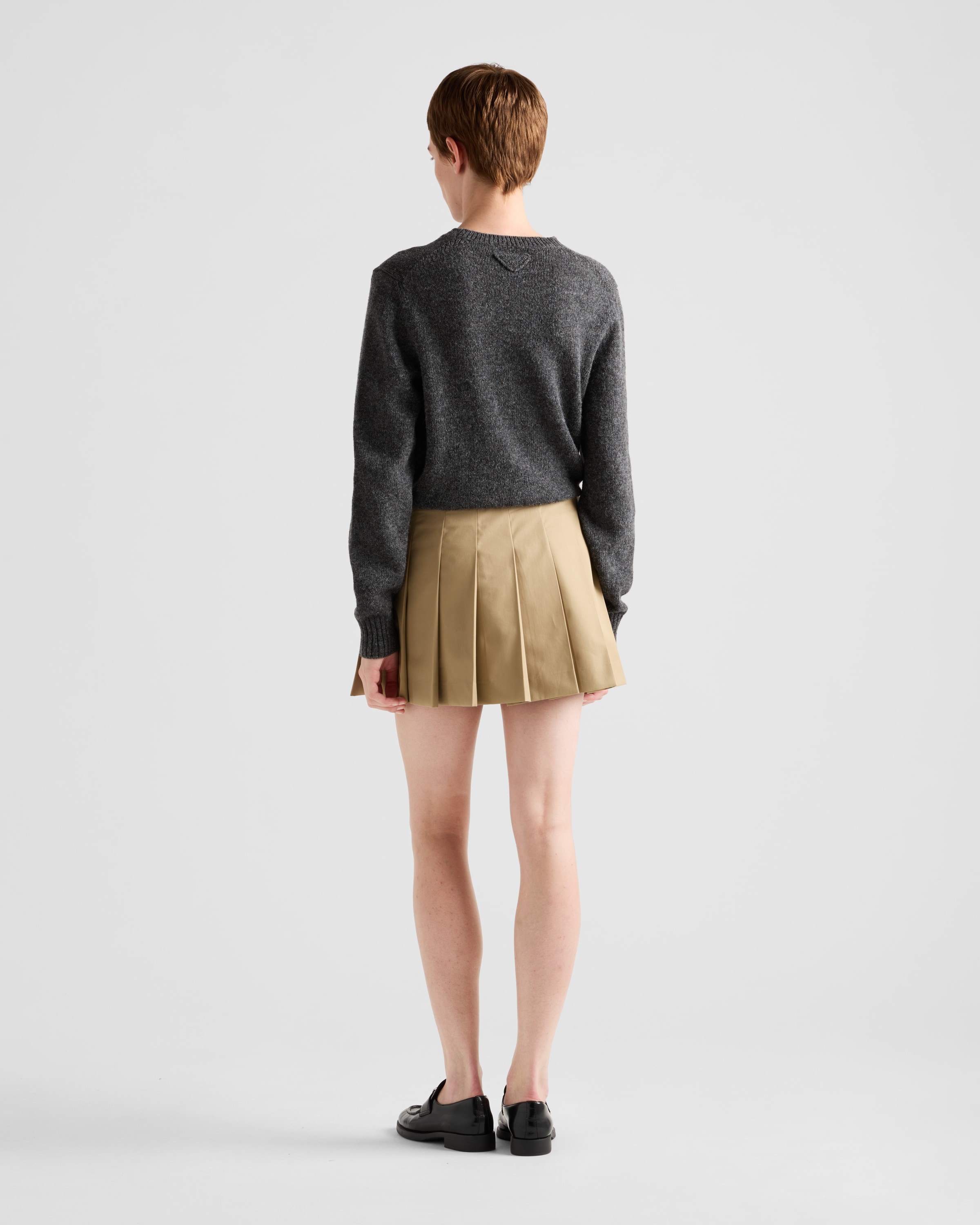 Twill miniskirt with leather belt - 5