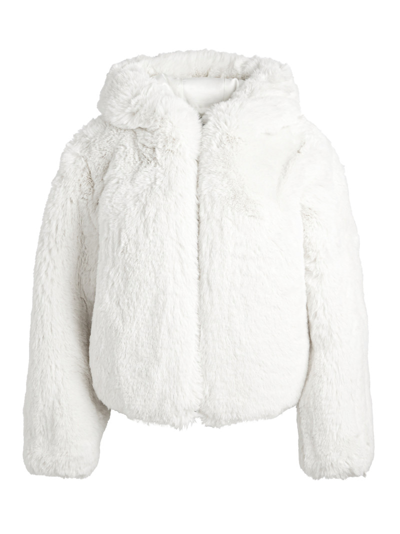 ROWE CROPPED FAUX FUR BOMBER JACKET WITH HOOD 1