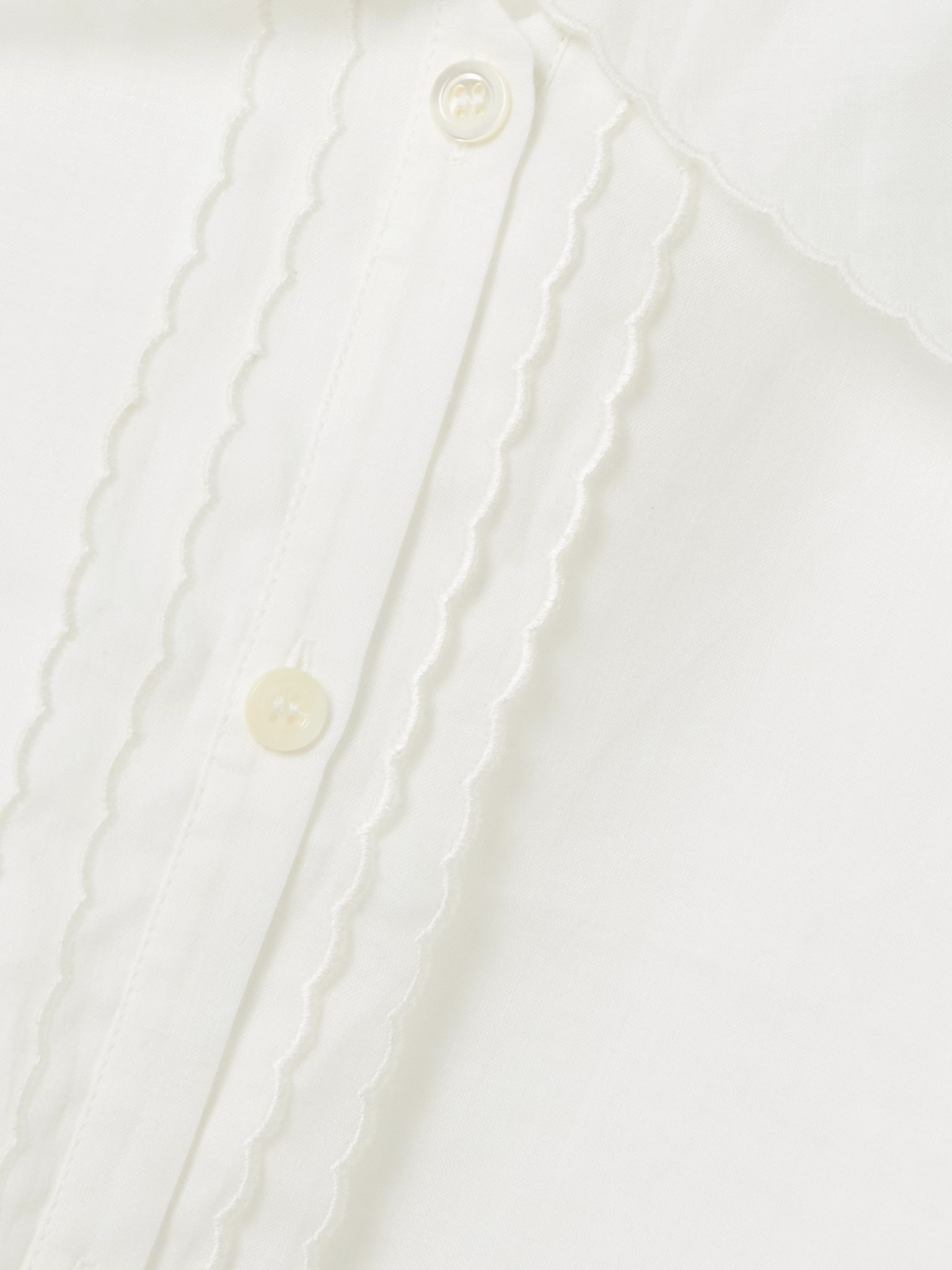 Scalloped ramie-voile blouse White - 4