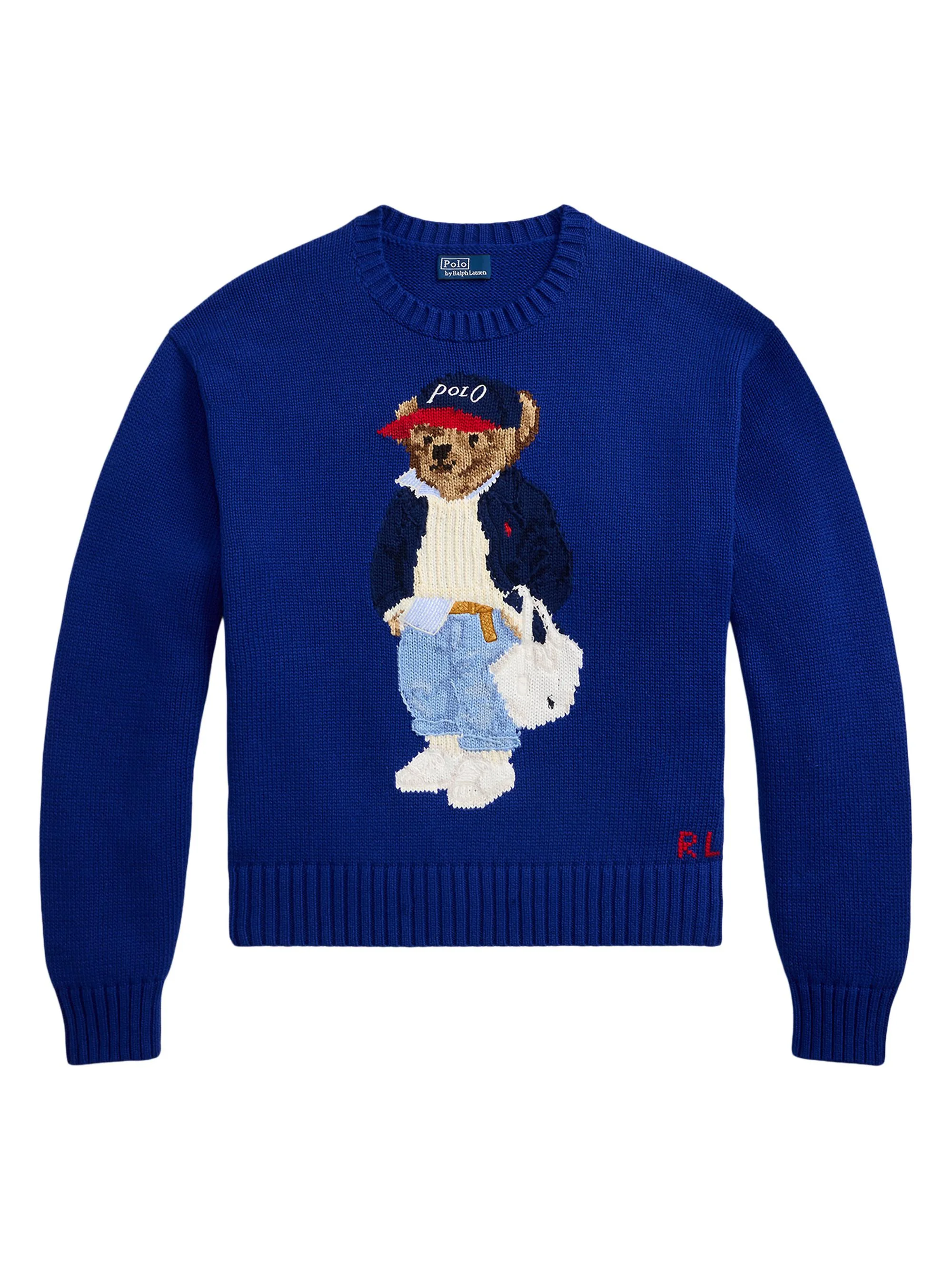 Women's Polo Bear Cotton Crewneck Sweater - Sporting Royal - 1