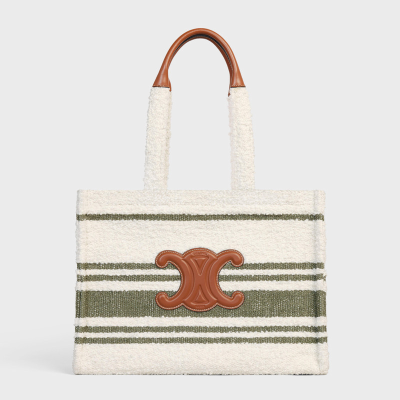 Large Cabas Thais in STRIPED TEXTILE AND CALFSKIN 5