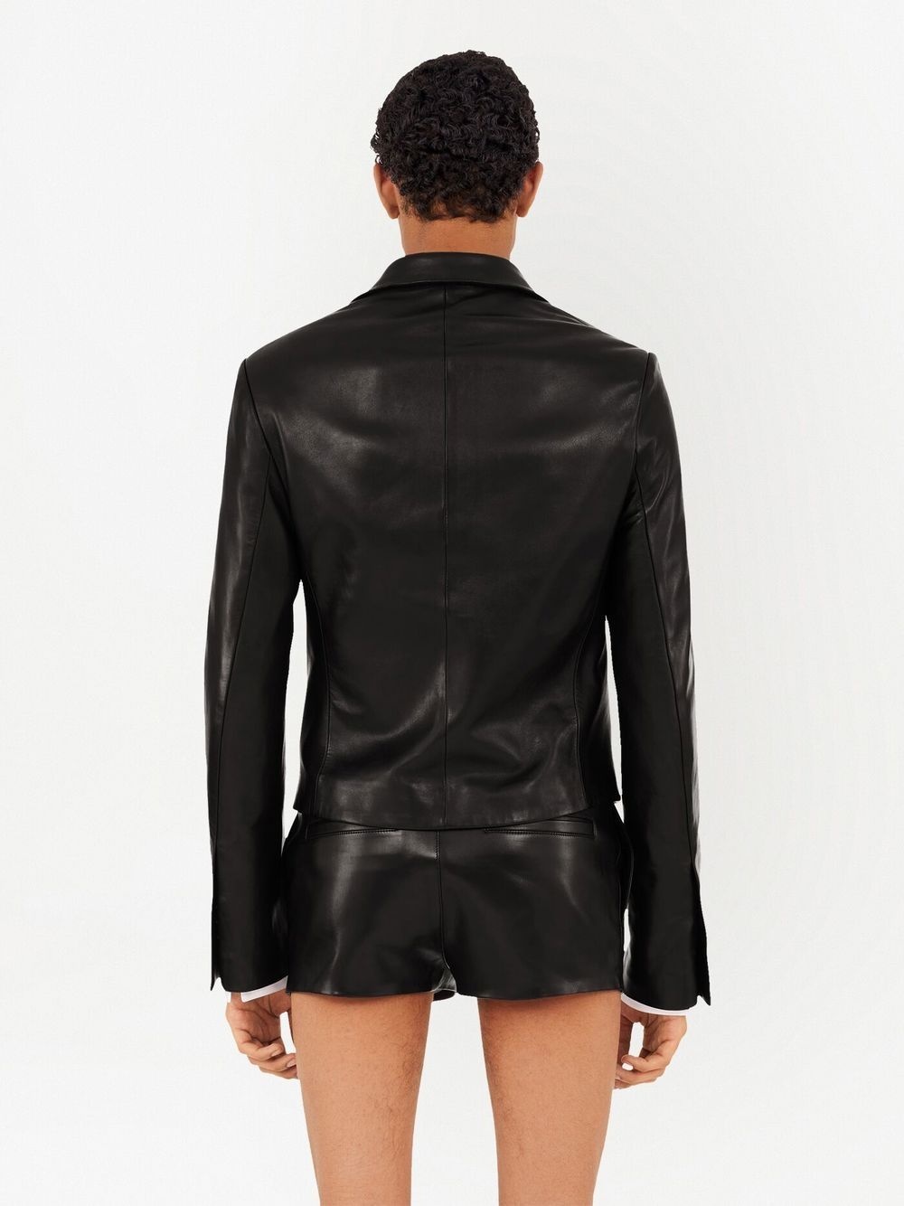 slim-cut single-breasted leather blazer - 4