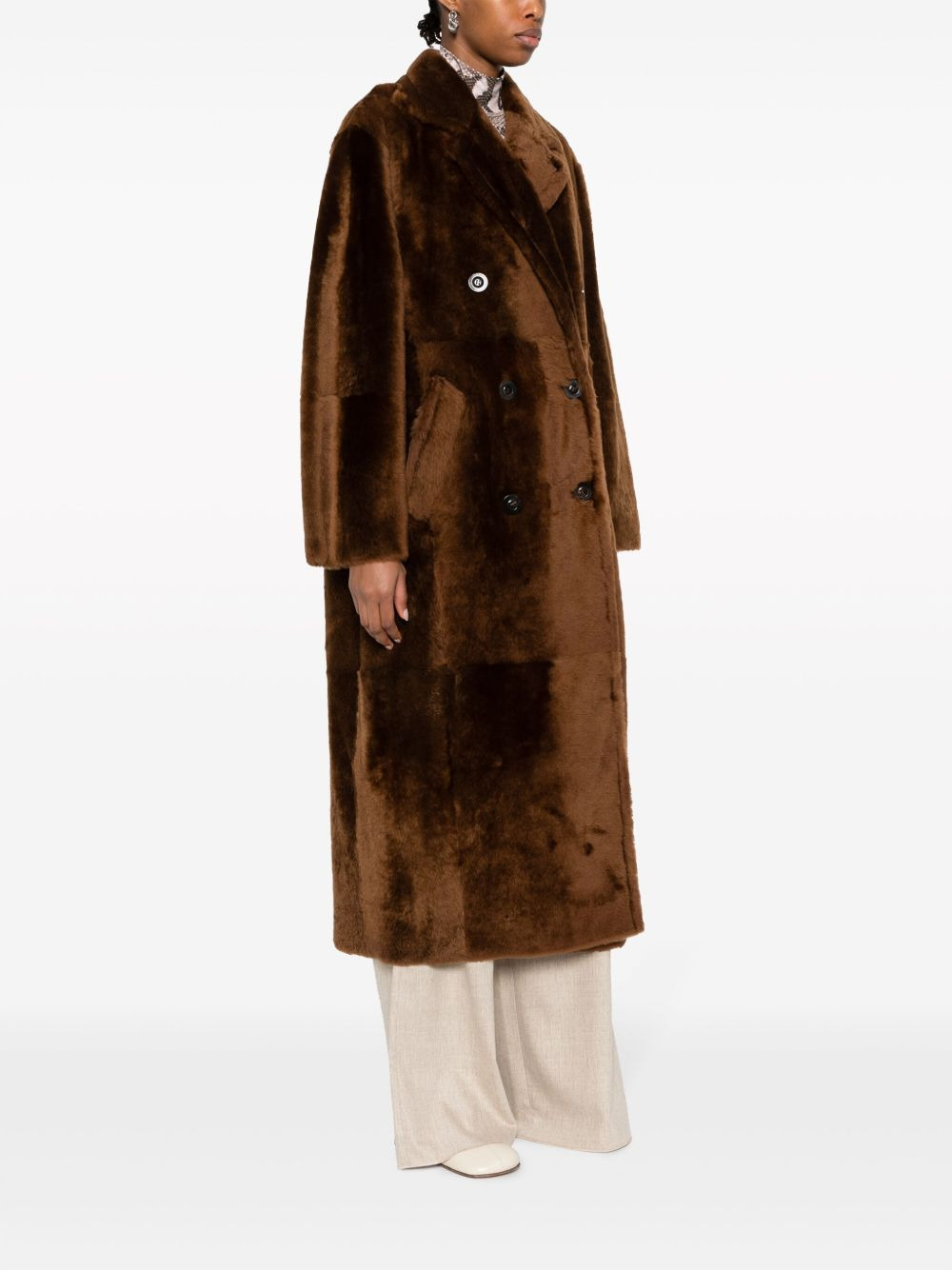 notched-lapels double-breasted coat - 3