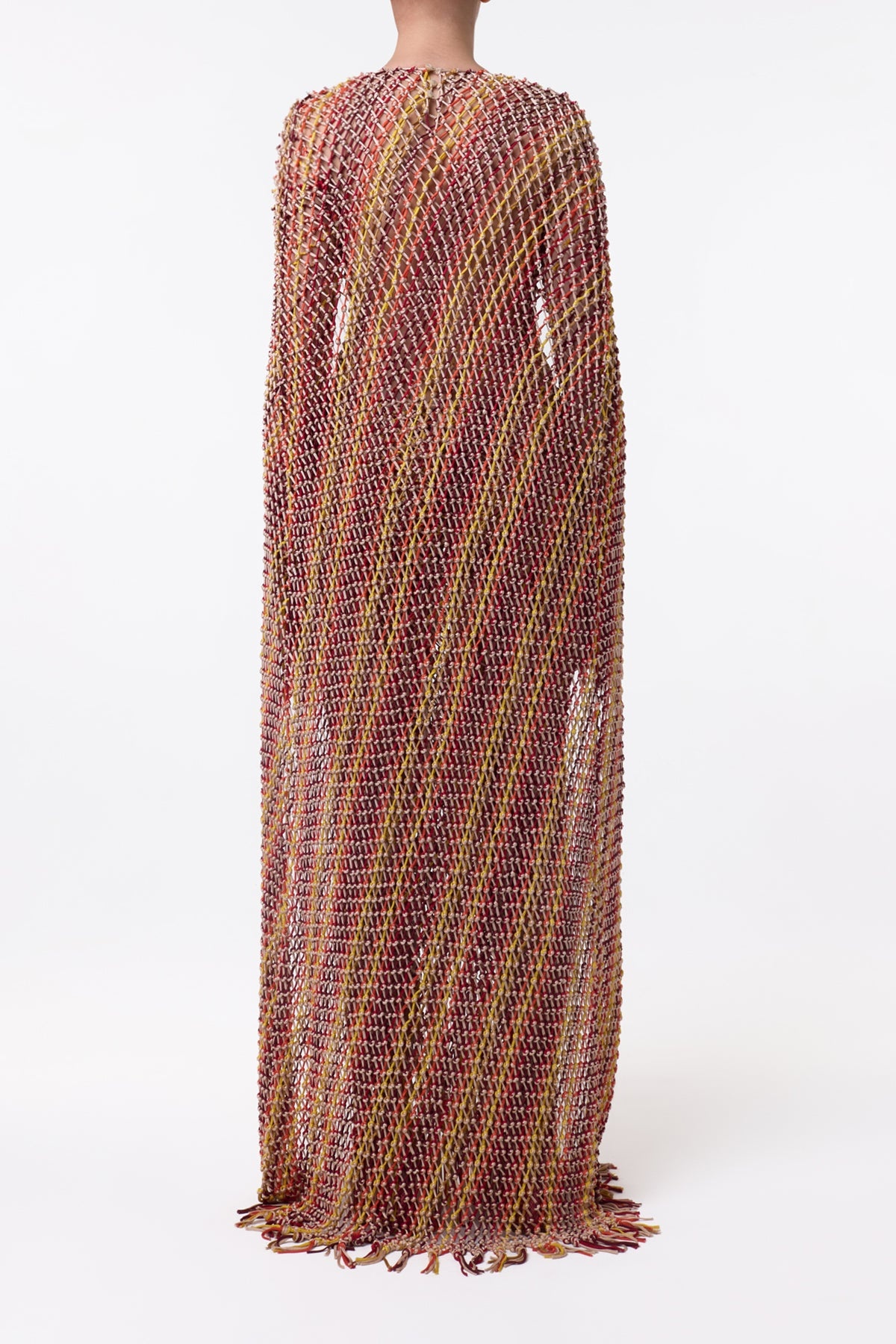 Matheia Fringe Macrame Maxi Dress in Multi Silk - 5