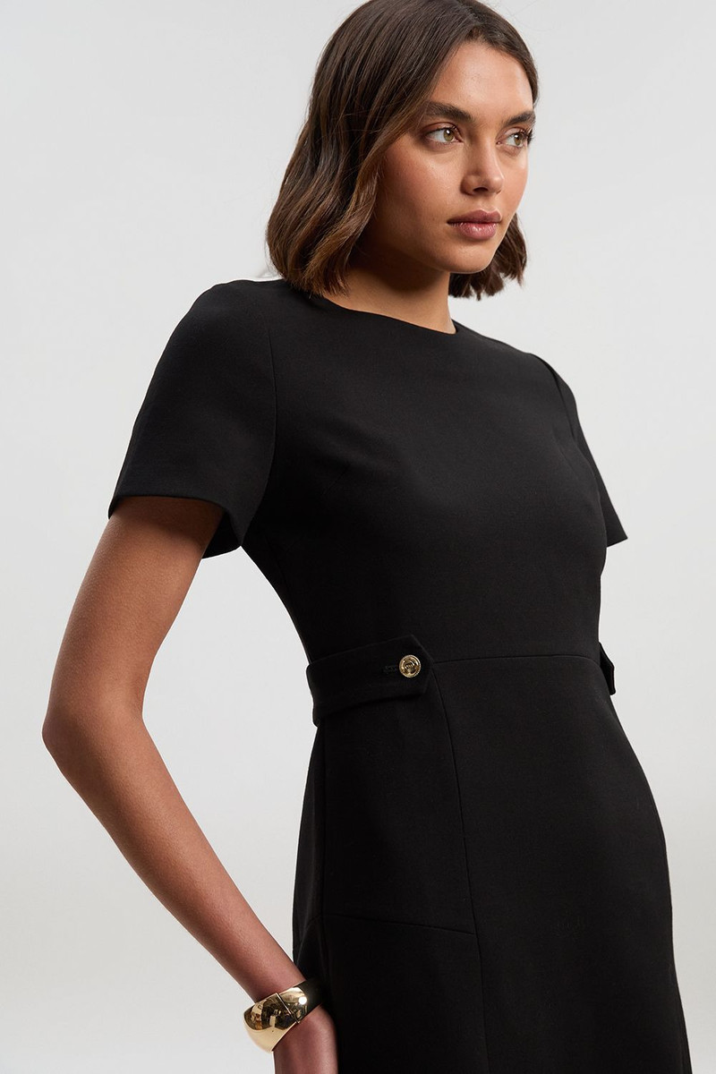 KAREN MILLEN Compact Stretch Essential Waist Tab Detail Tailored Mini Dress outlook