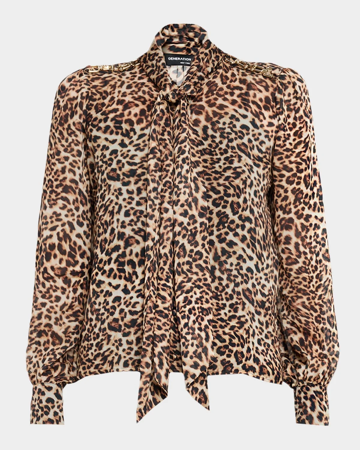 Veralli Leopard Tie-Neck Blouse - 1