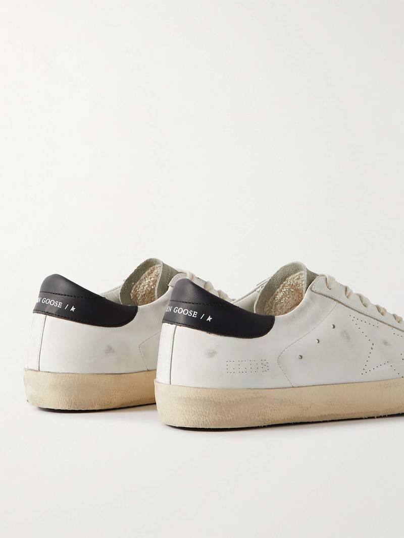 Golden Goose Superstar Distressed Leather and Suede Sneakers outlook