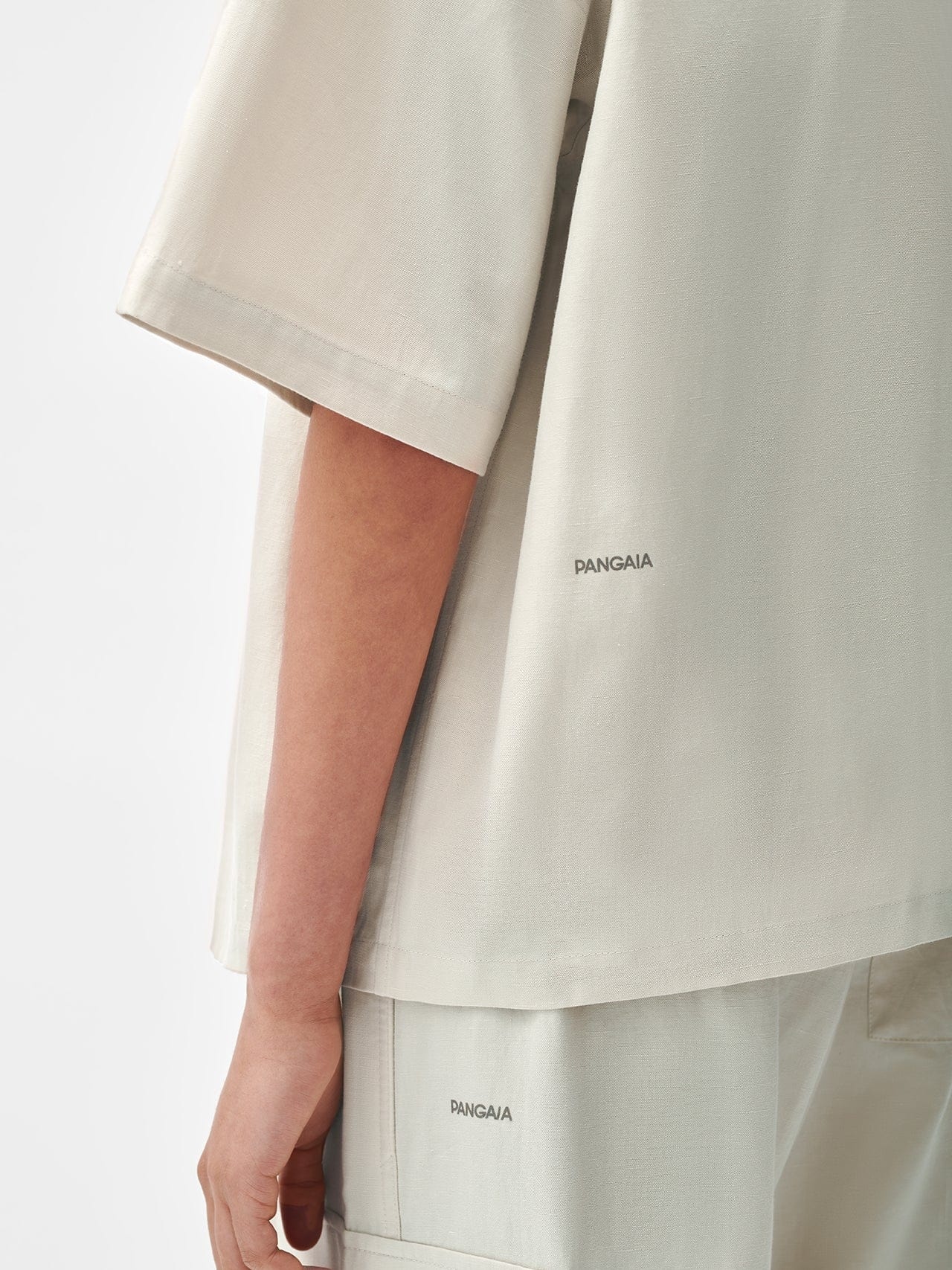 Womens Organic Cotton Linen Short Sleeve Shirt - Limestone - 4