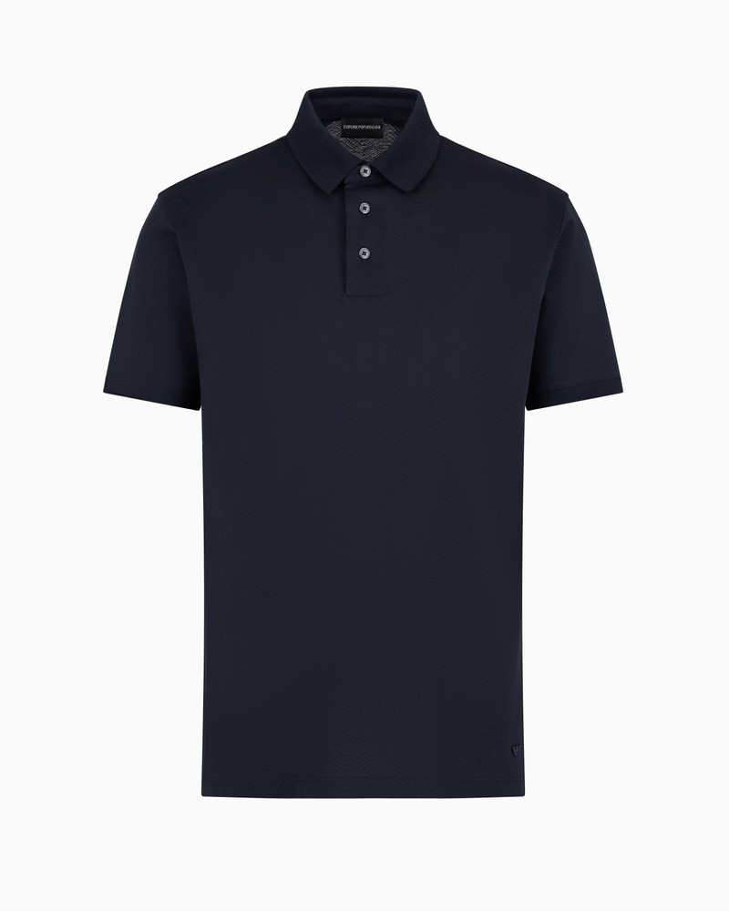 3D-effect embossed jacquard jersey polo shirt 1