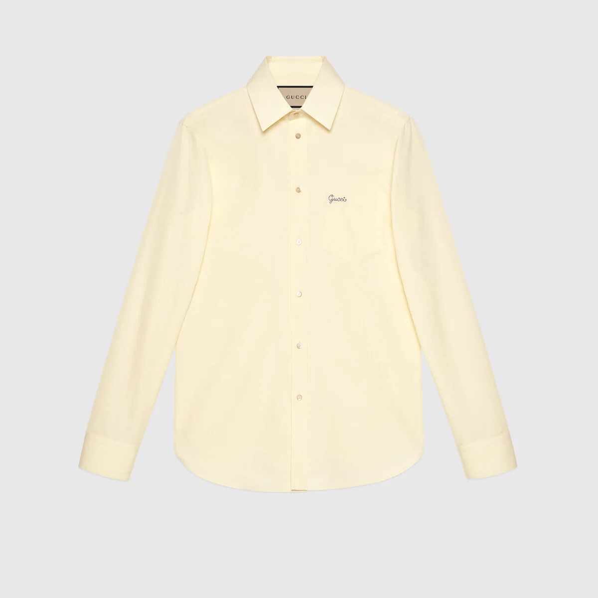 Poplin tailored shirt with Gucci script - 1