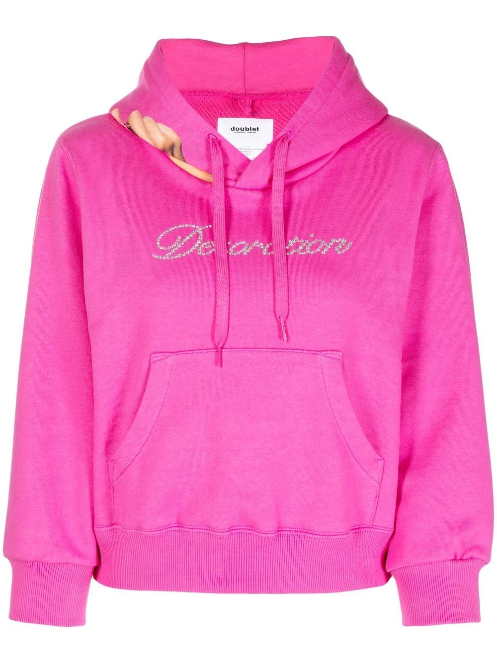 rhinestone-logo detail hoodie - 1