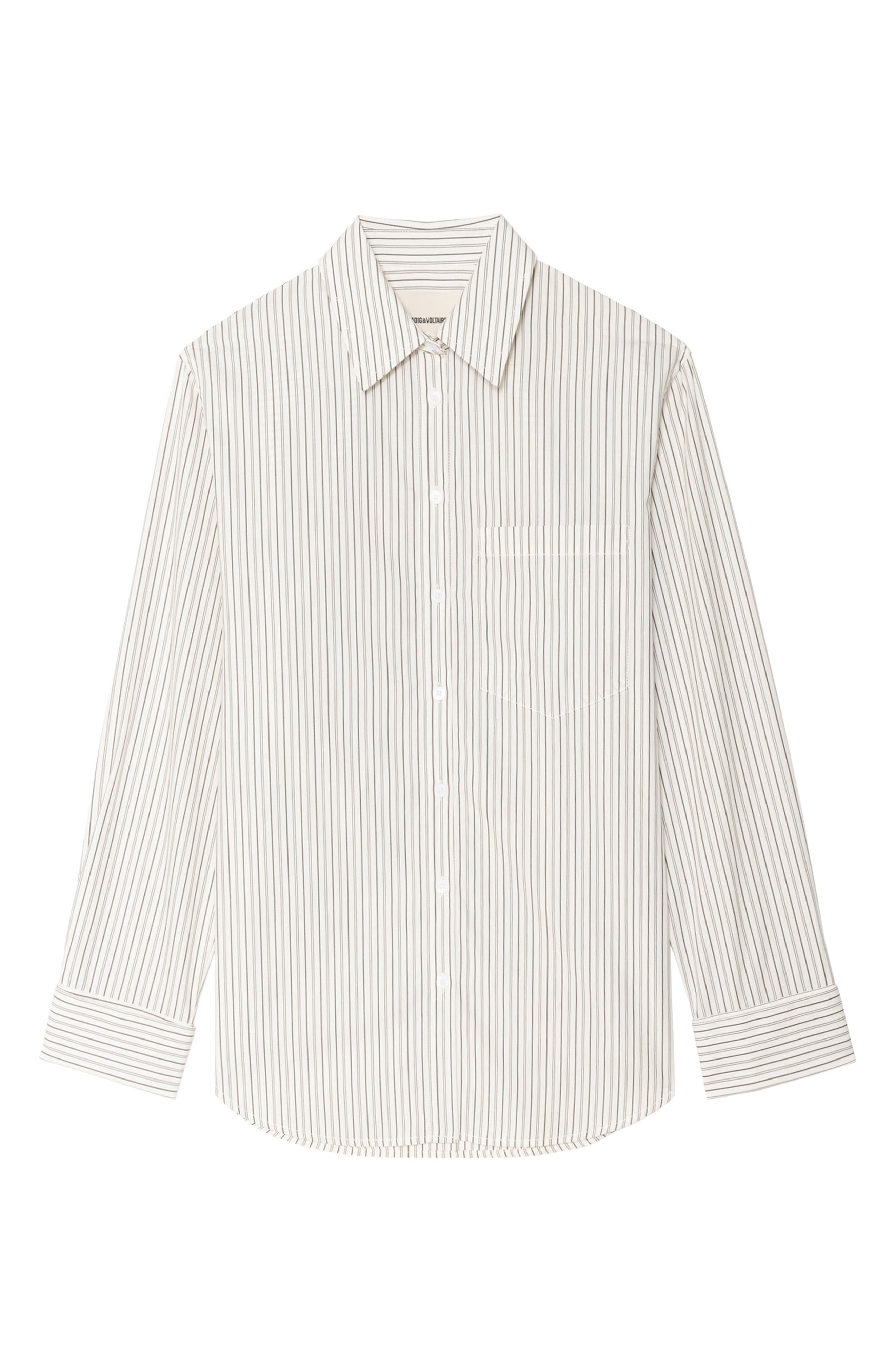 Zadig & Voltaire Morning Pop Logo Stripe Button-Up Shirt in Judo at Nordstrom - 5