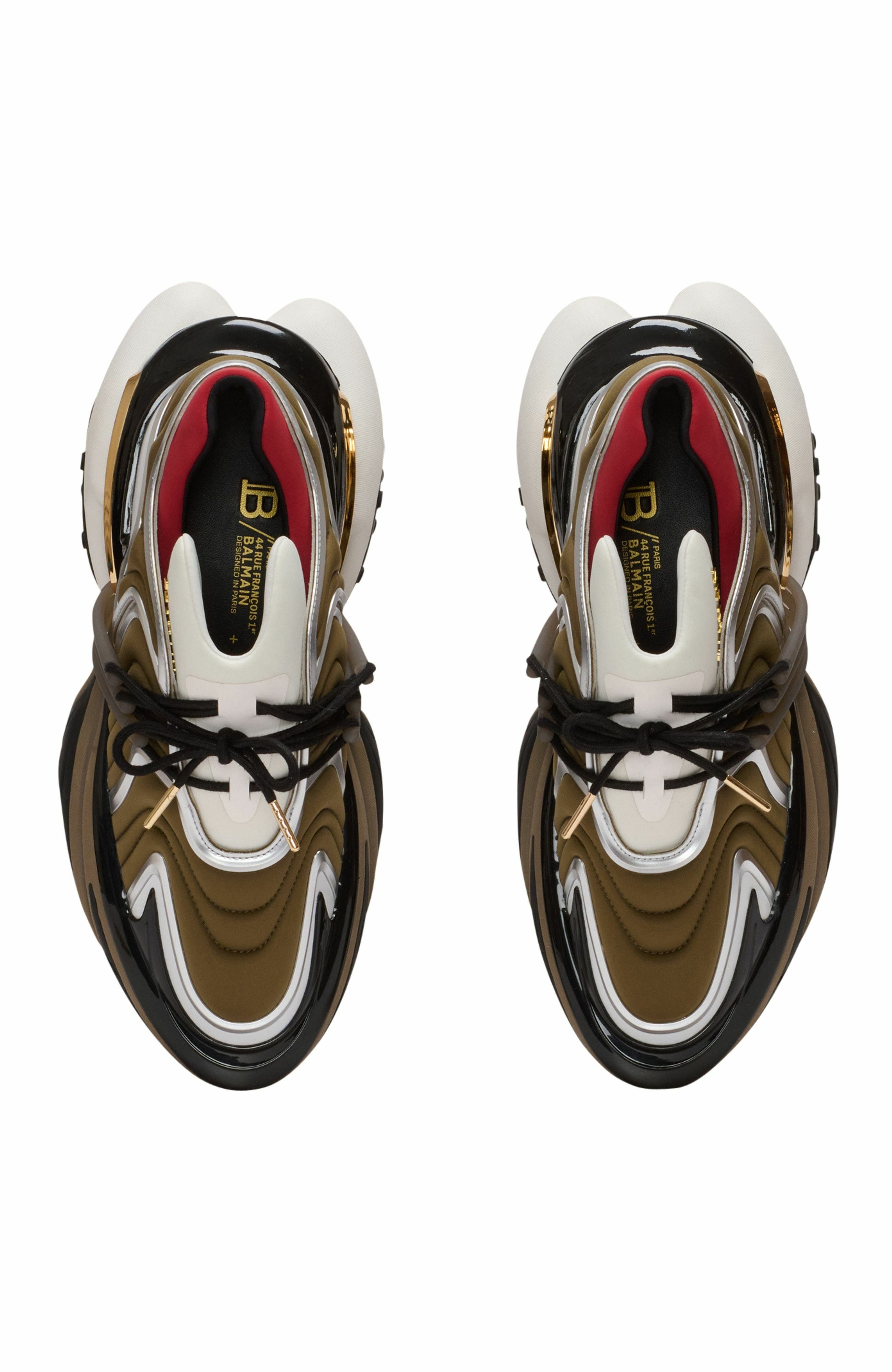 Balmain Unicorn Wave trainers in neoprene and calfskin in Khaki at Nordstrom - 5