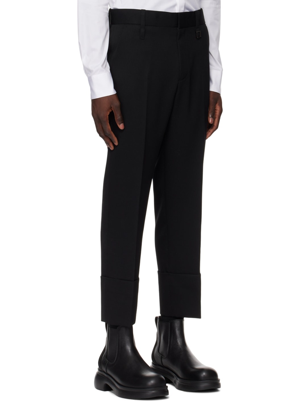 Black Rolled Cuff Trousers - 2