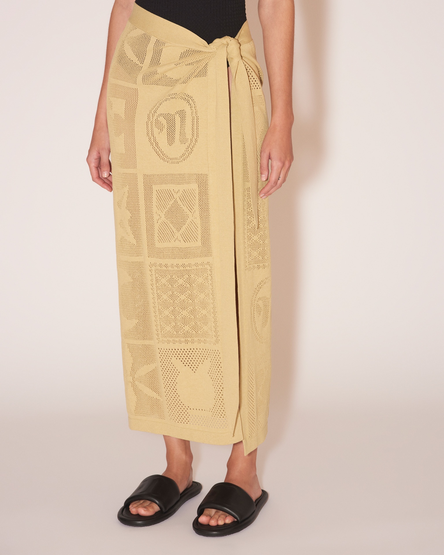 LIGIA - Paper crochet midi skirt - Pale olive - 5