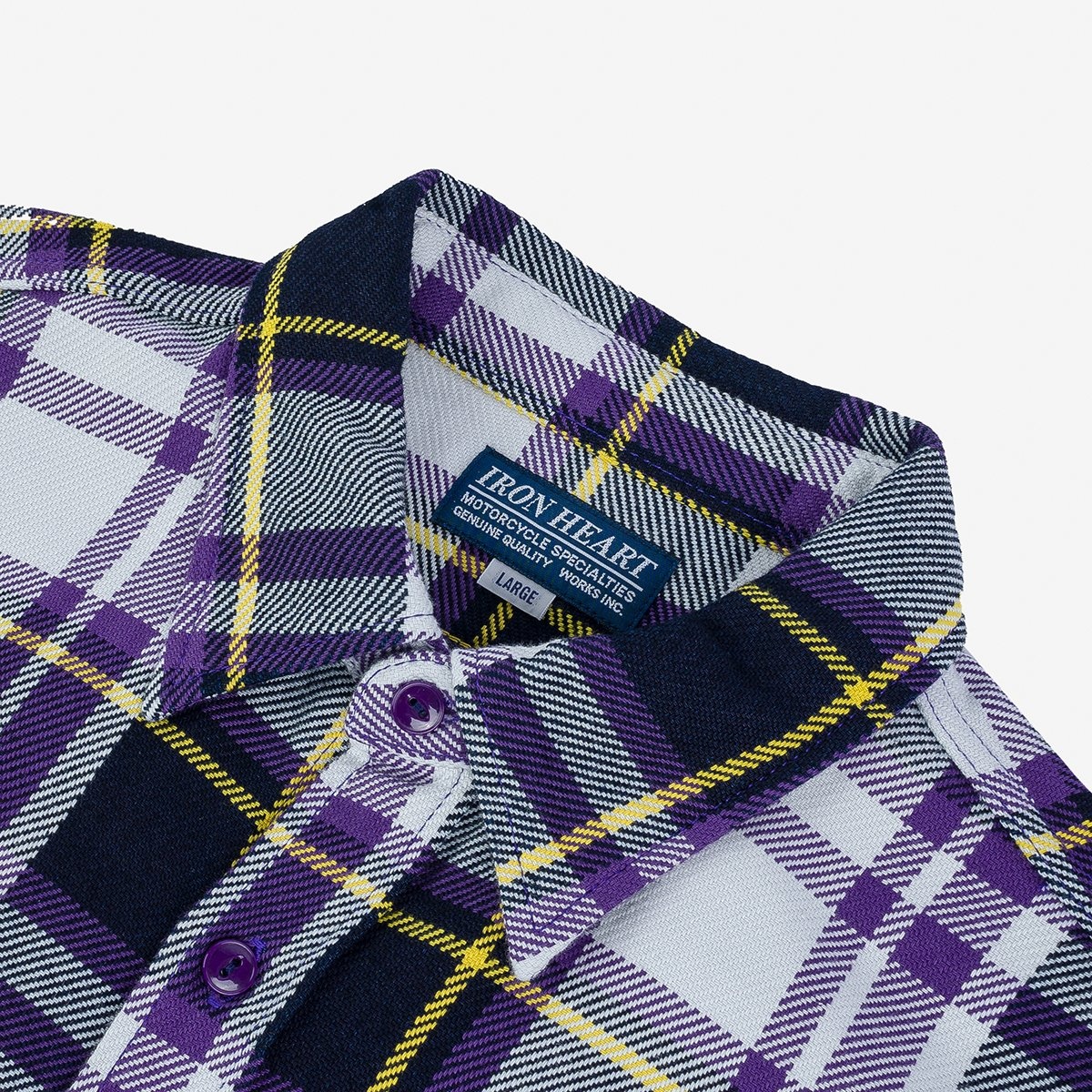 IHSH-382-PUR 9oz Selvedge American Check Work Shirt - Purple - 7