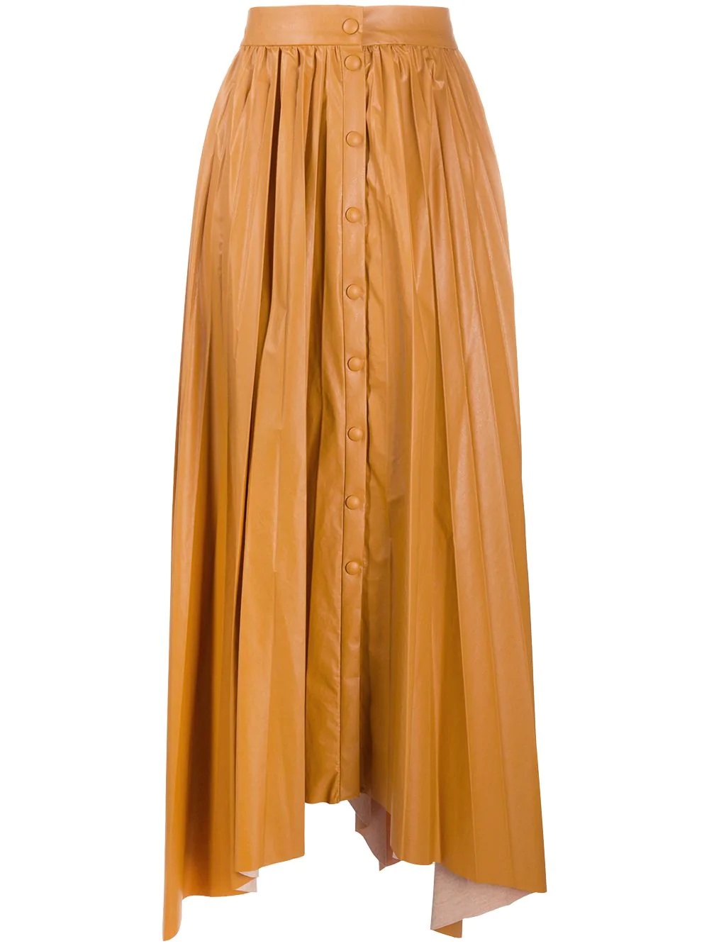 asymmetric-hem pleated skirt - 1