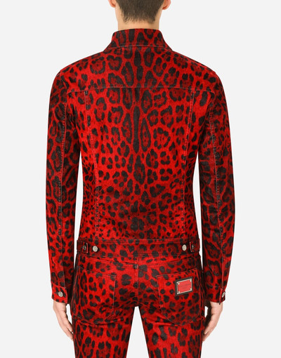 Dolce & Gabbana Stretch denim jacket with leopard print outlook