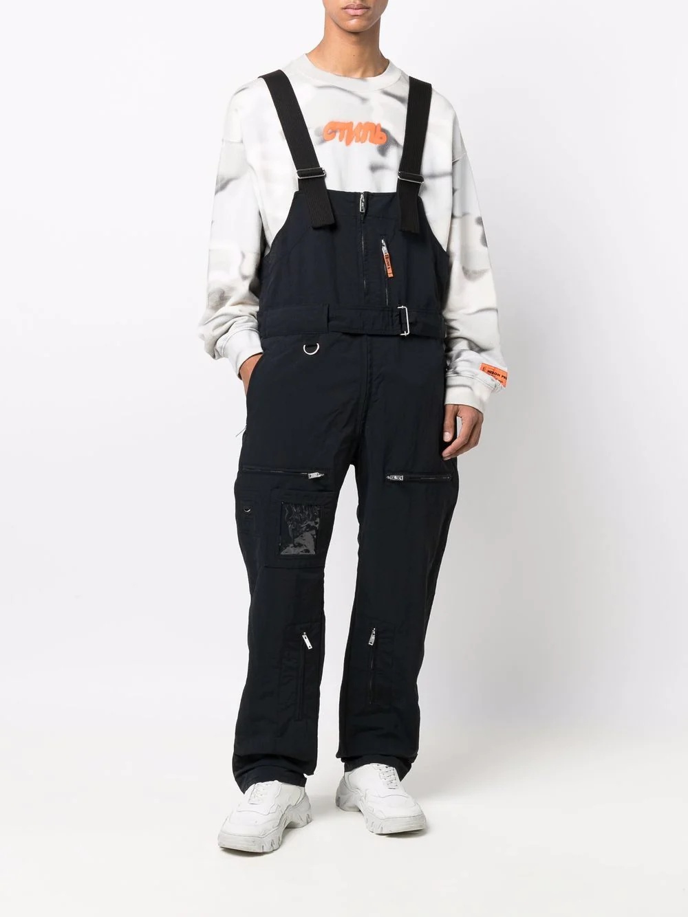 belted zip-detail dungarees - 2