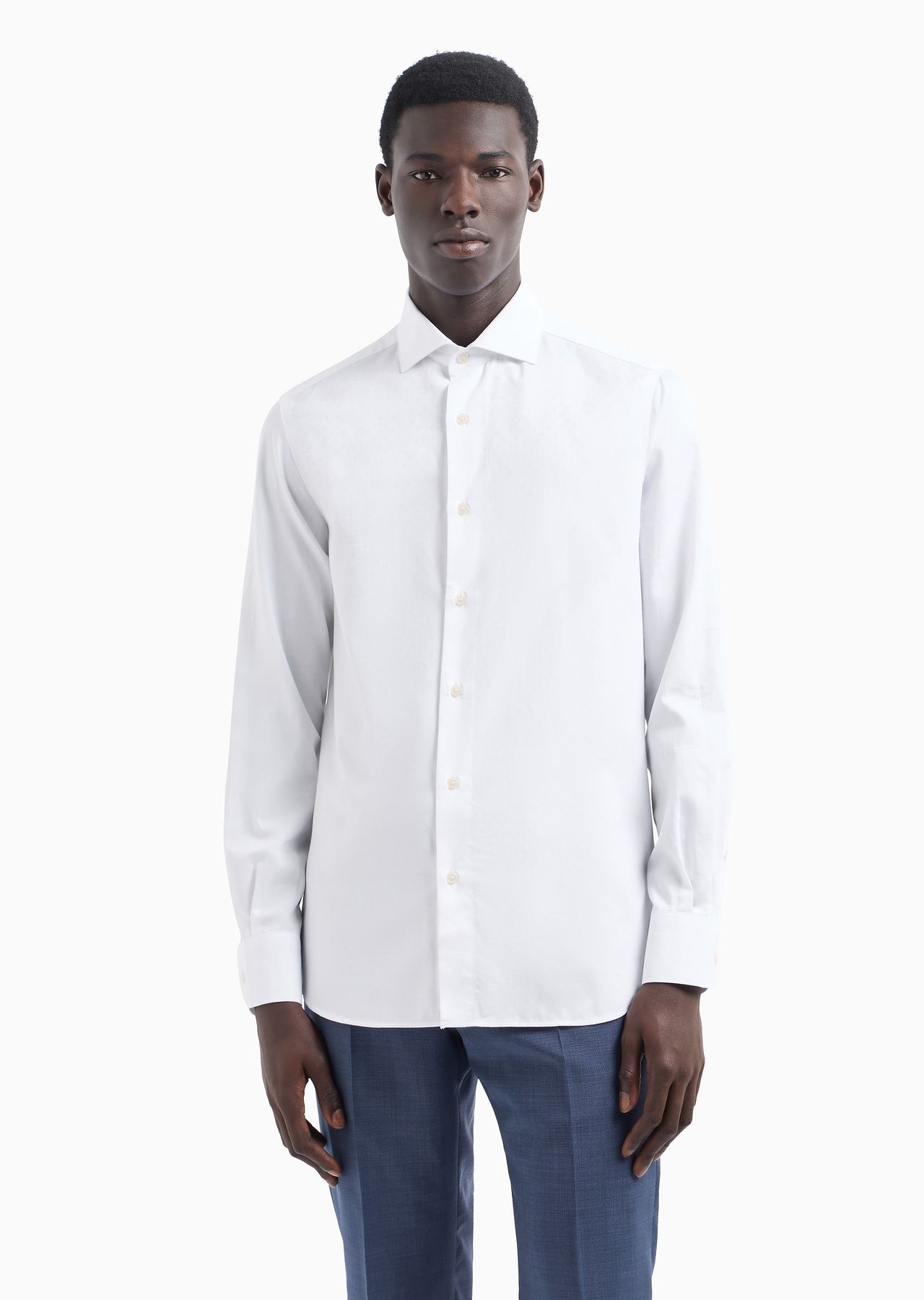 Cotton shirt with all-over jacquard logo lettering dots - 2