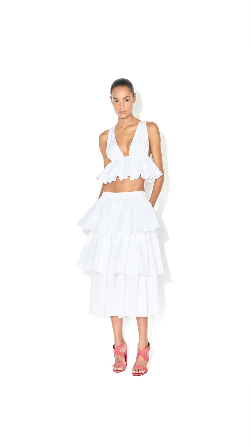Alaïa OPENWORK COTTON RUFFLE SKIRT outlook