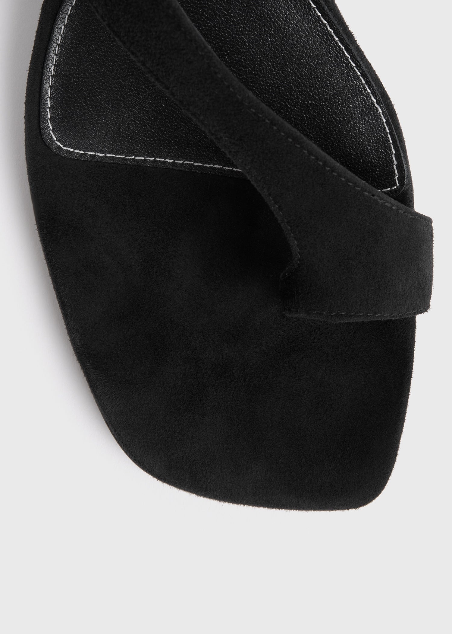 Suede heeled thong sandals black - 7
