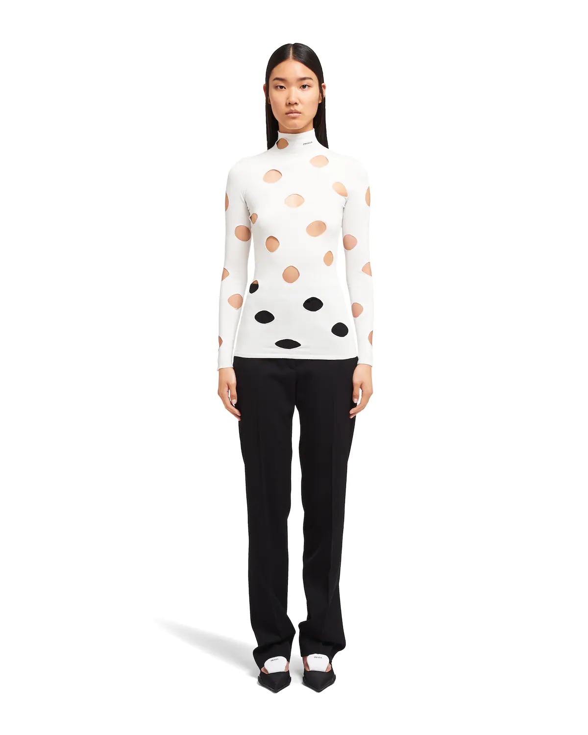 Openwork viscose turtleneck sweater - 2