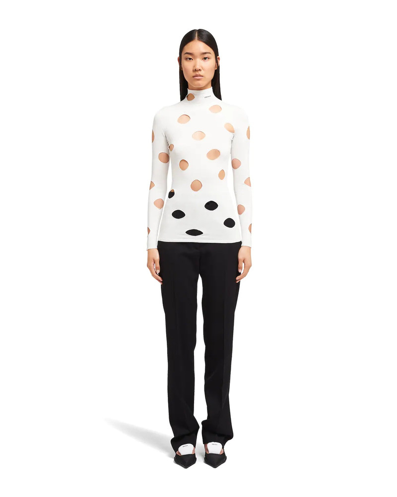 Prada Openwork viscose turtleneck sweater outlook
