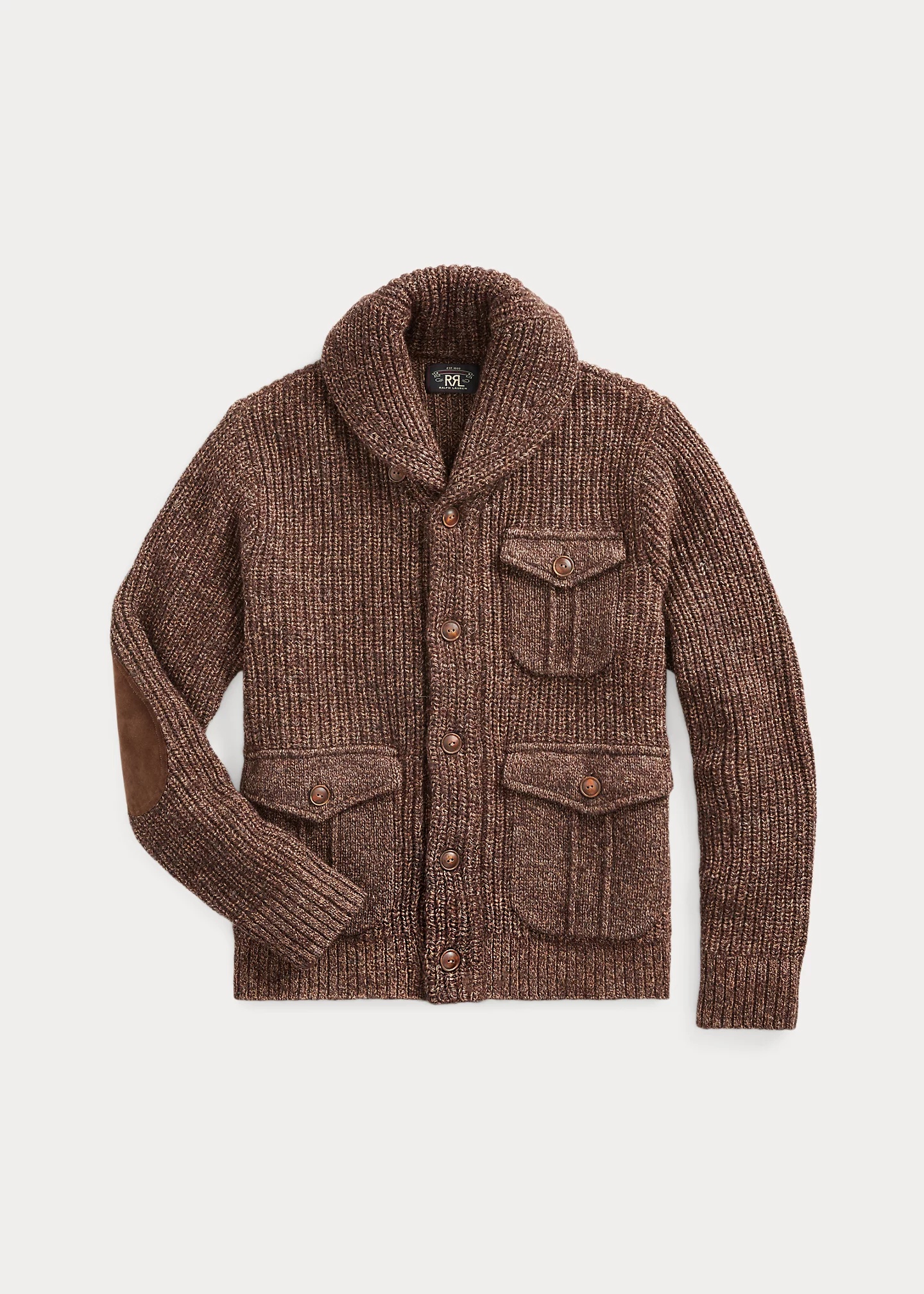 Suede-Trim Marled Shawl Cardigan - 1