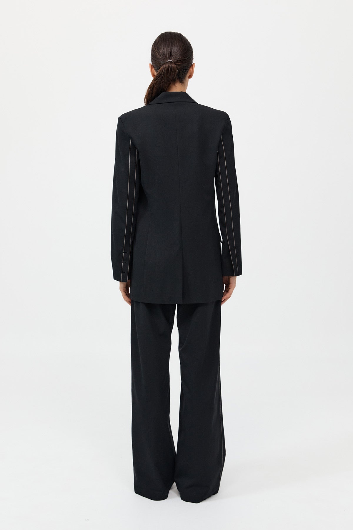 Side Stripe Blazer - Black - 7