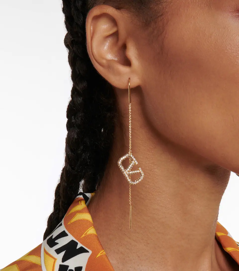 VLogo Signature embellished earrings - 3