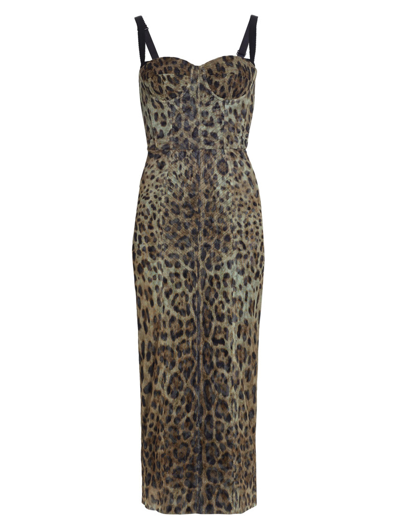 Women's Leopard-Print Tulle Pencil Midi Dress - Leopard 1