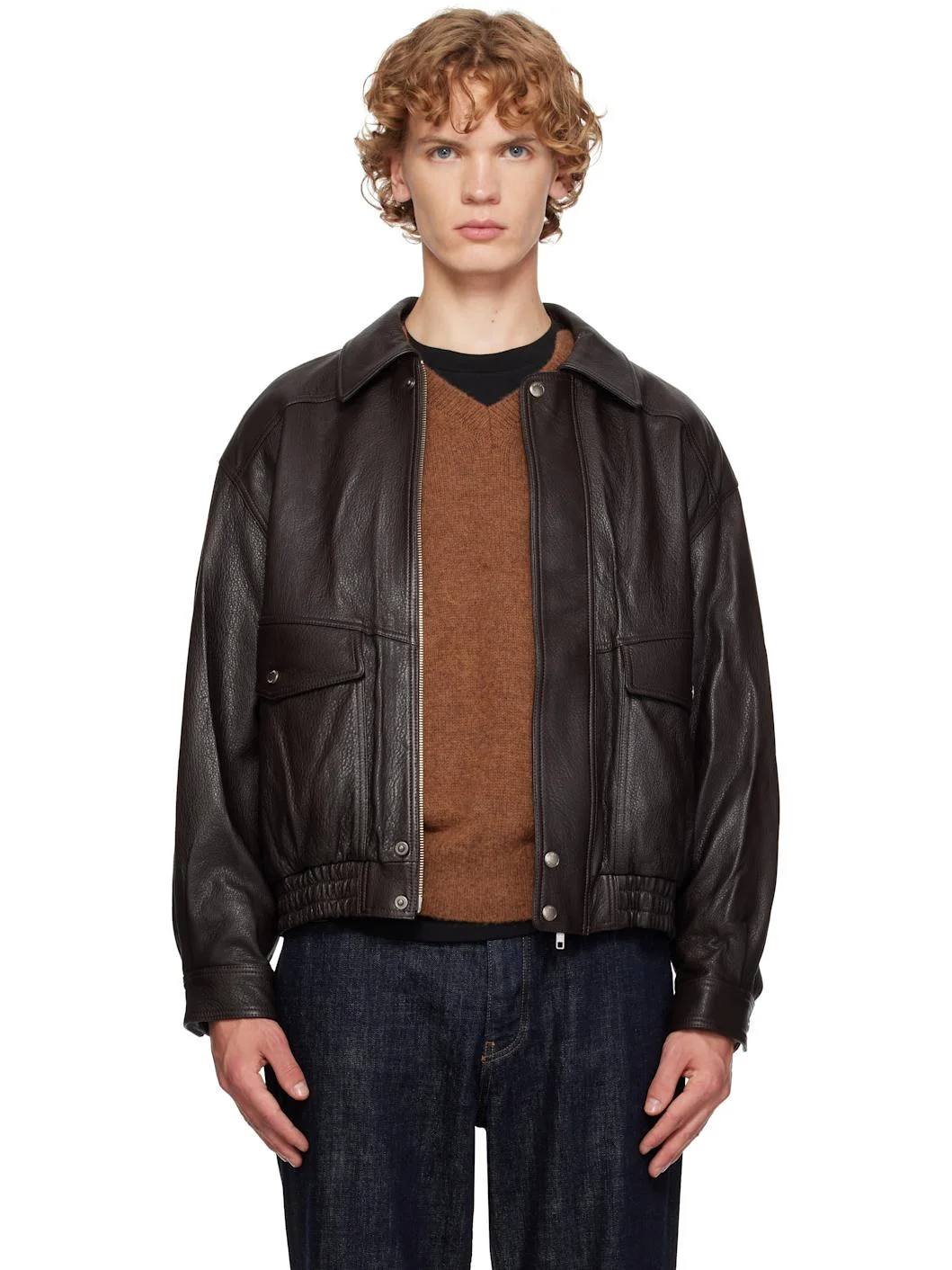 Brown Oversized Vintage Leather Jacket - 1