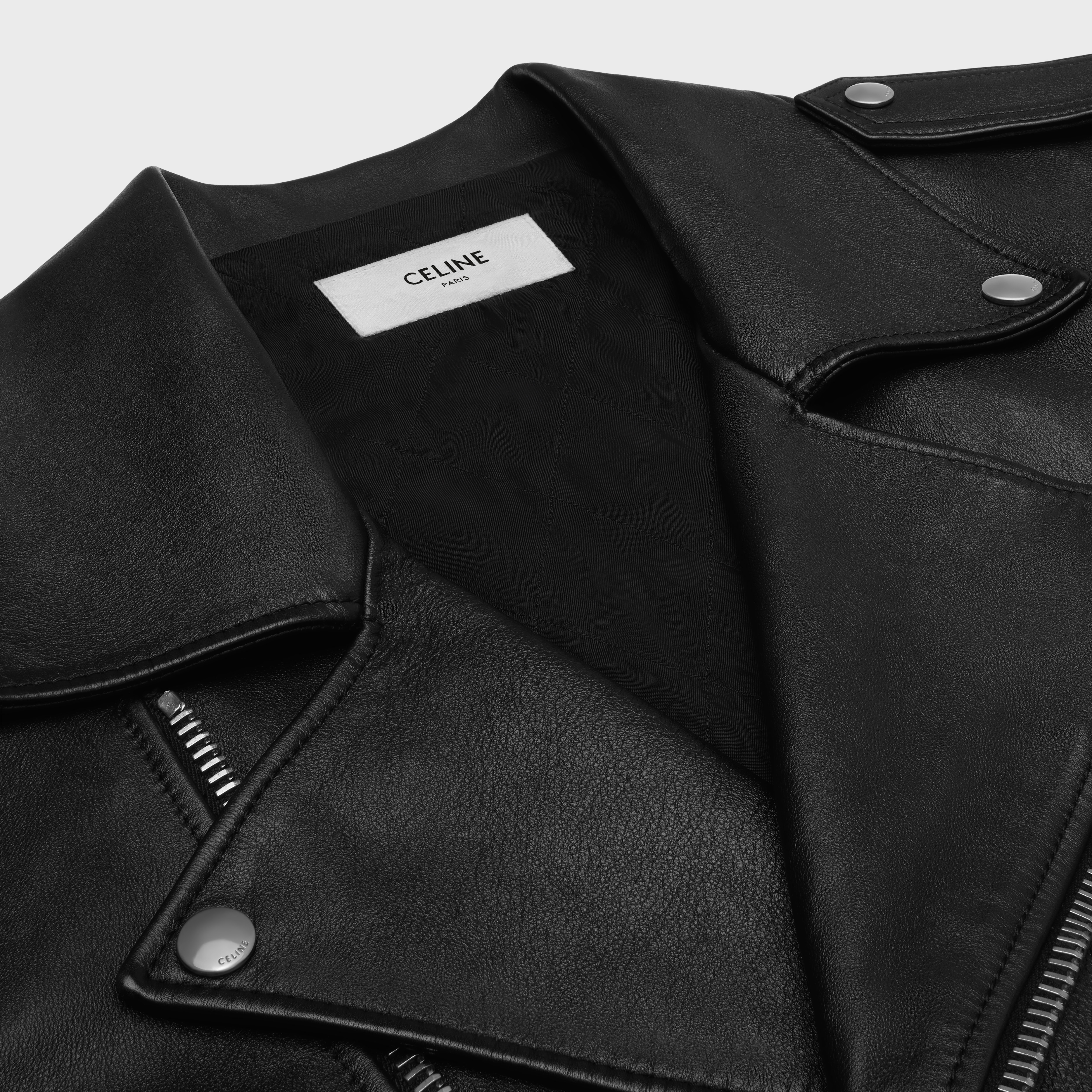 loose biker jacket in calfskin - 3