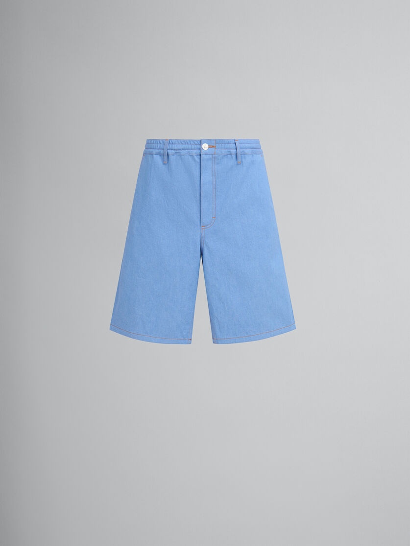 BLUE DENIM BOXER SHORTS - 1