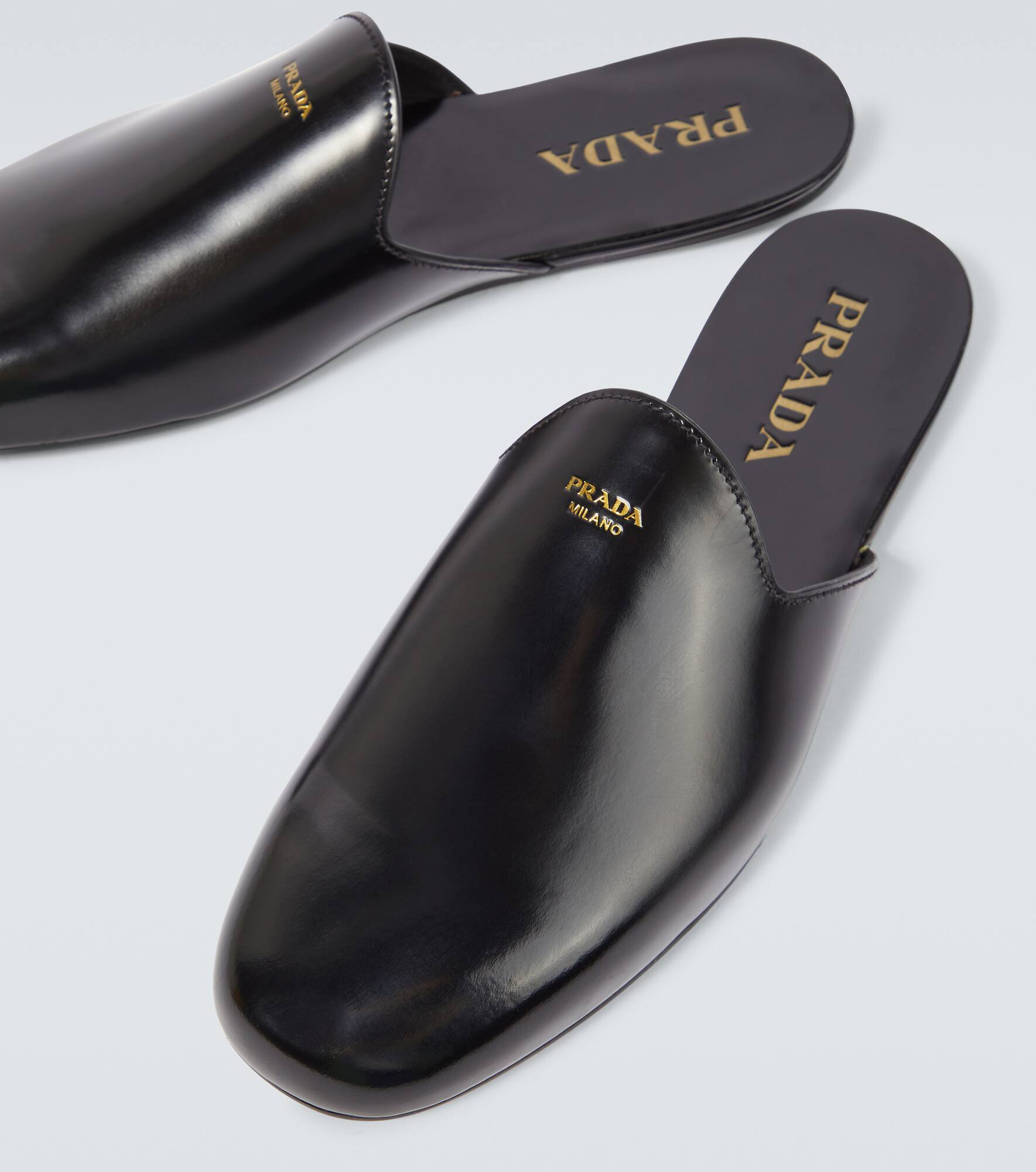 Brushed leather mules - 3