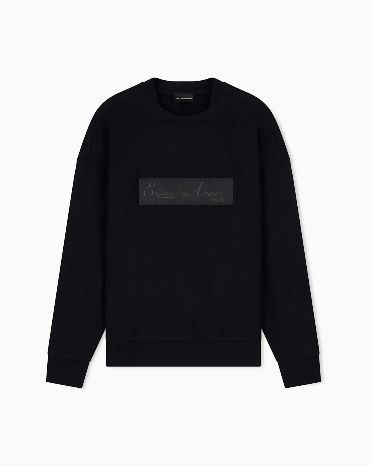 FRENCH TERRY JERSEY SWEATSHIRT WITH EMPORIO ARMANI DISTRICT PATCH - 1