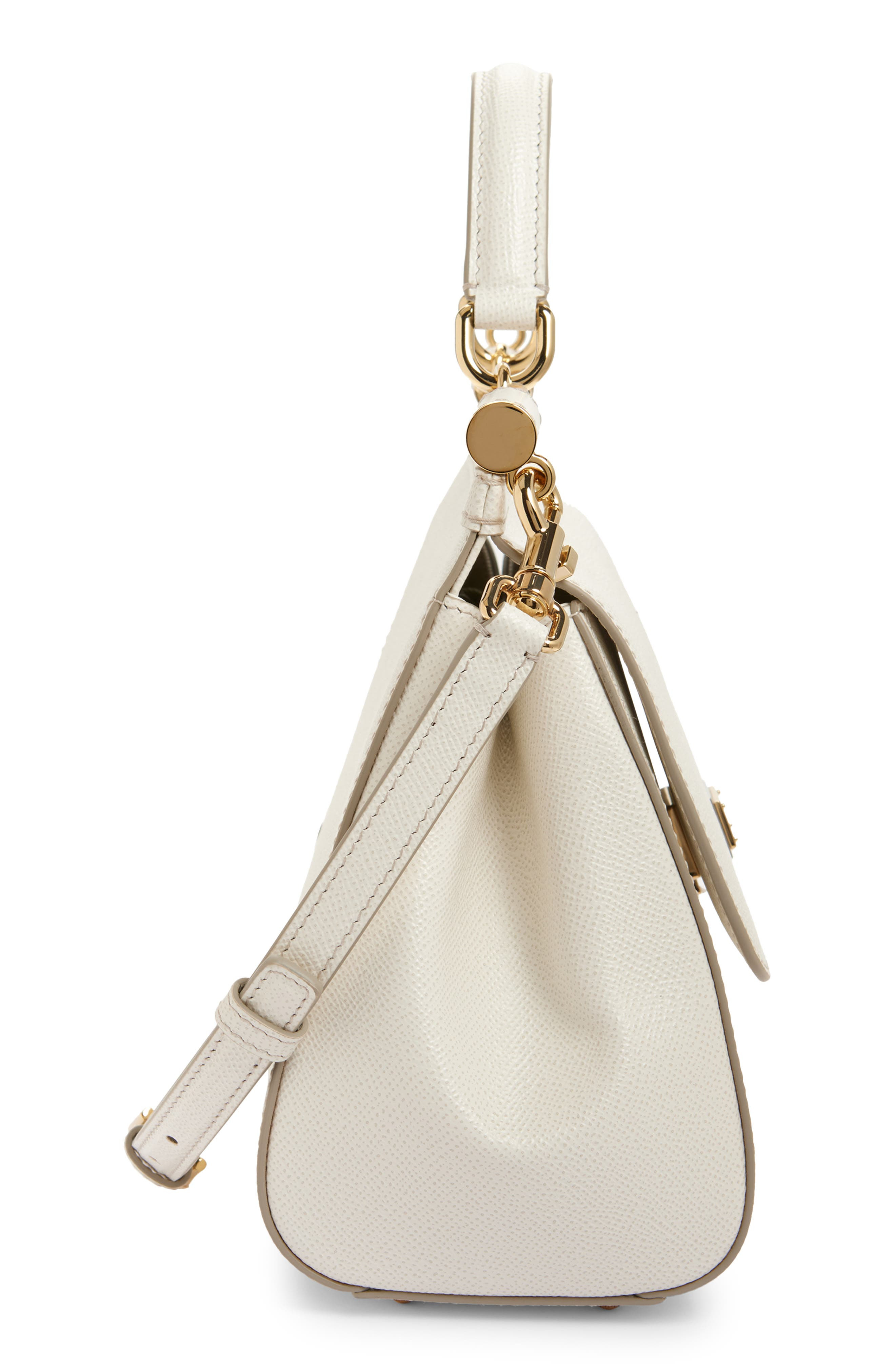 Dolce&Gabbana Sicily Leather Top Handle Bag in 80001 White at Nordstrom - 6