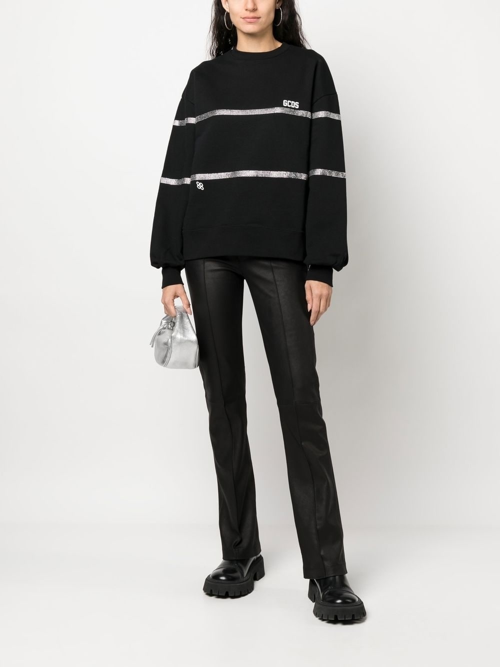 crystal-embellished striped sweatshirt - 2