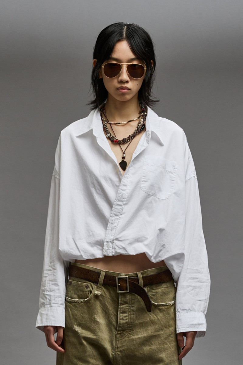 CROSSOVER BUBBLE SHIRT - WHITE - 1