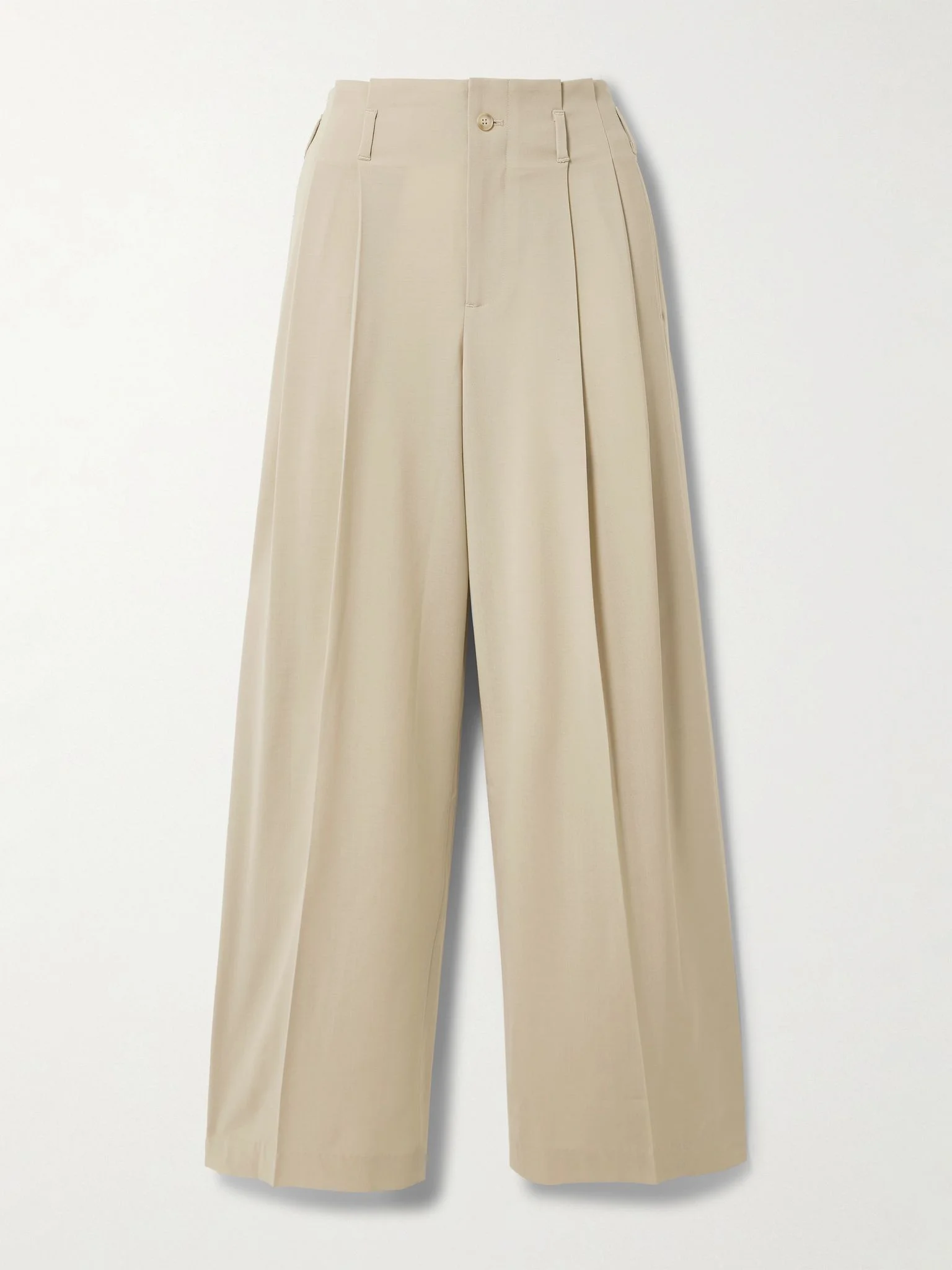 Percie pleated wool-blend wide-leg pants Beige - 1