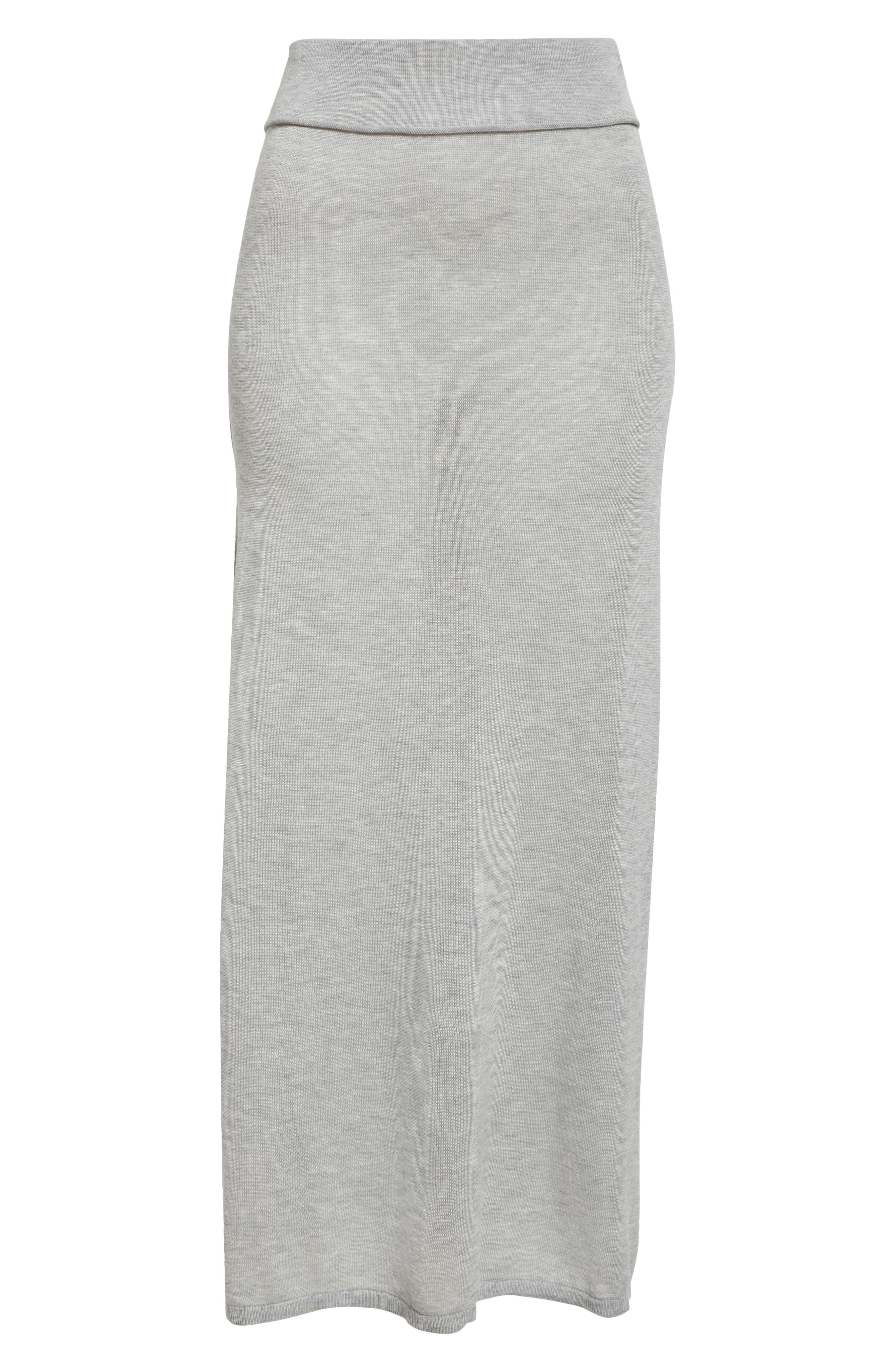 TOTEME Long Knit Skirt in Grey Melange at Nordstrom - 5