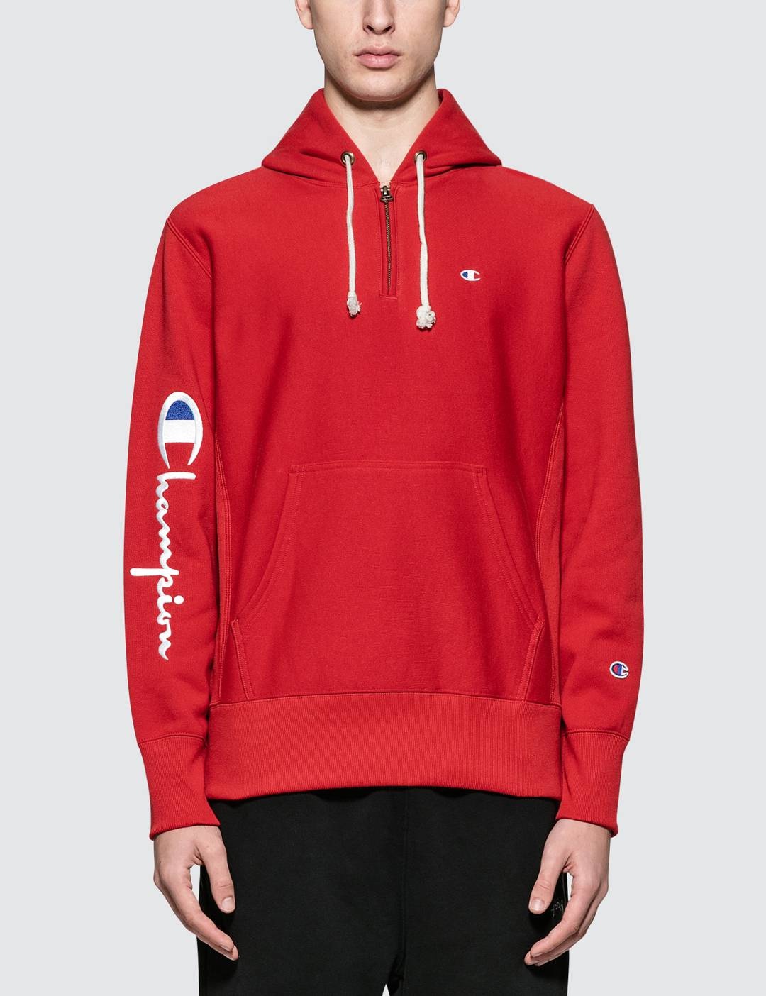 Sleeve Logo Half Zip Hoodie - 1