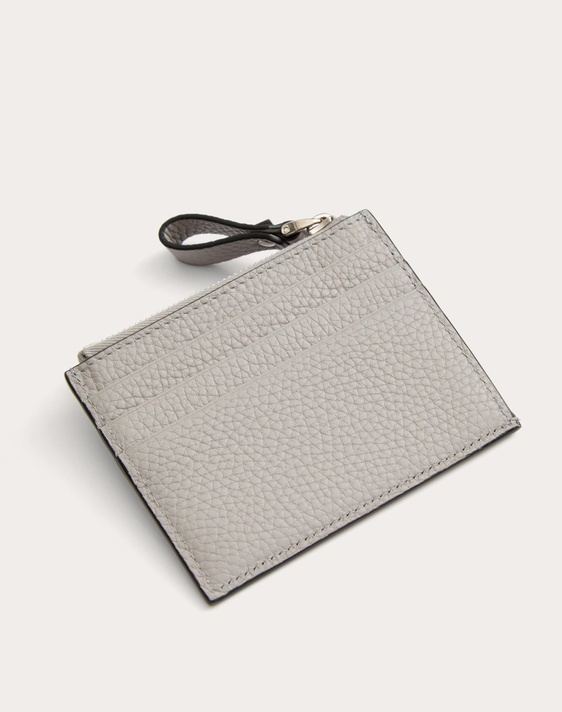ROCKSTUD GRAINY CALFSKIN CARDHOLDER WITH ZIPPER 3