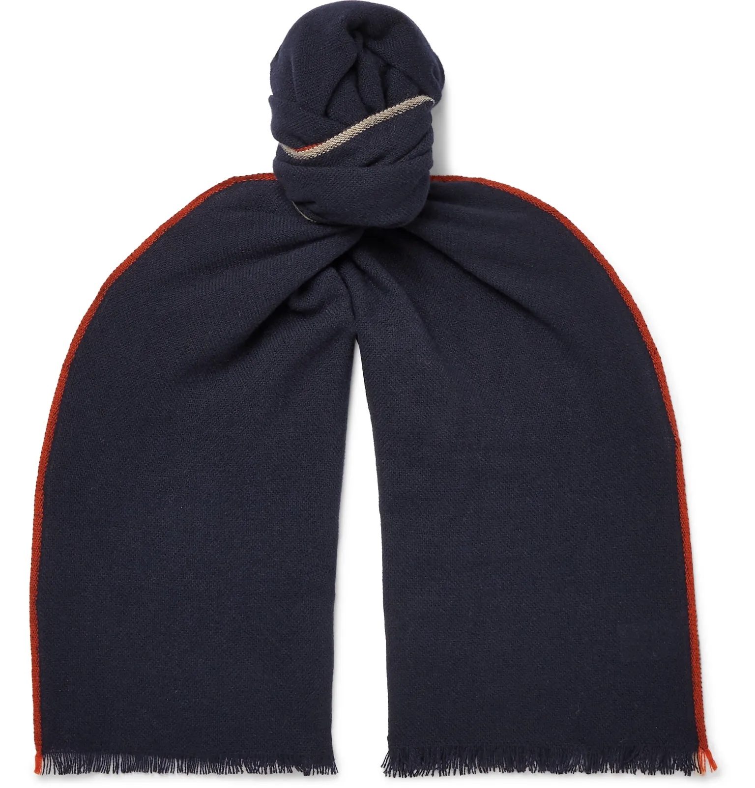 Fringed Contrast-Tipped Cashmere Scarf - 1