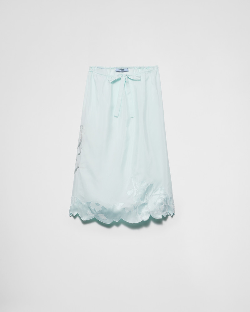 Embroidered silk habutai skirt 1