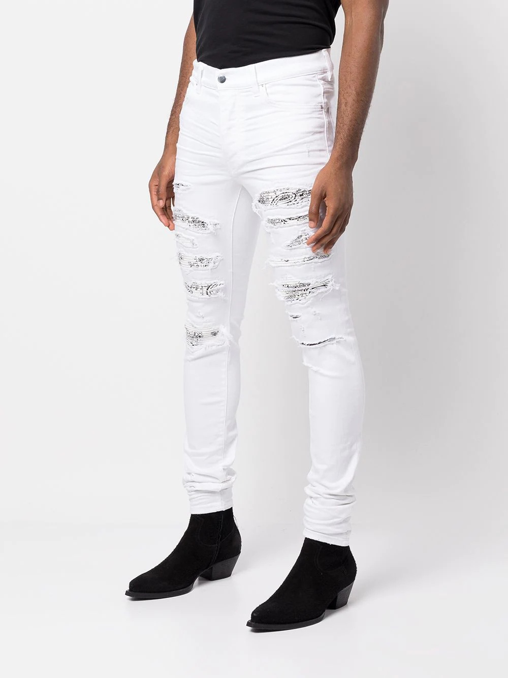 bandana-detail distressed-effect jeans - 3